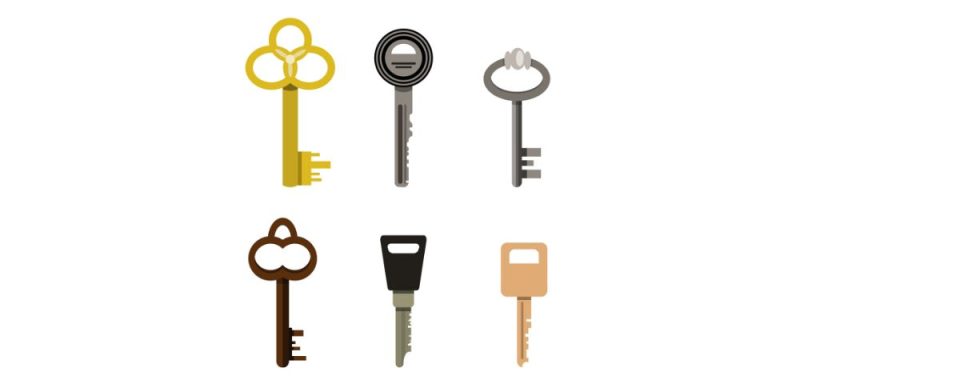 set of six keys