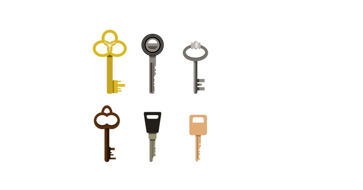 set of six keys